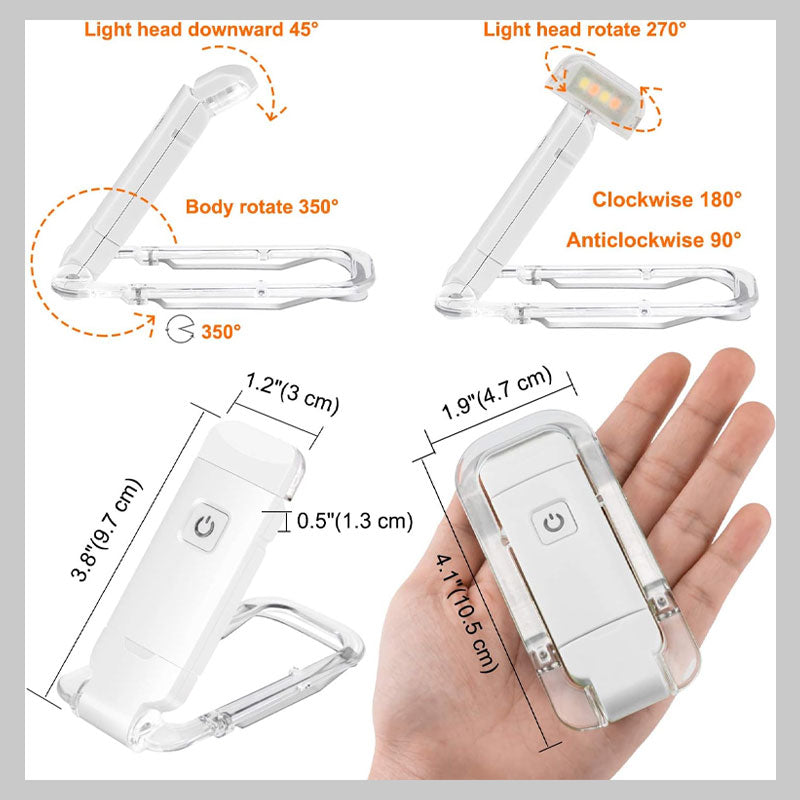 USB-laddningsbar läslampa med clips