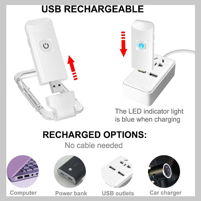 USB-laddningsbar läslampa med clips