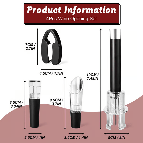 Air Pump Cork Remover Vinflasköppnare Set