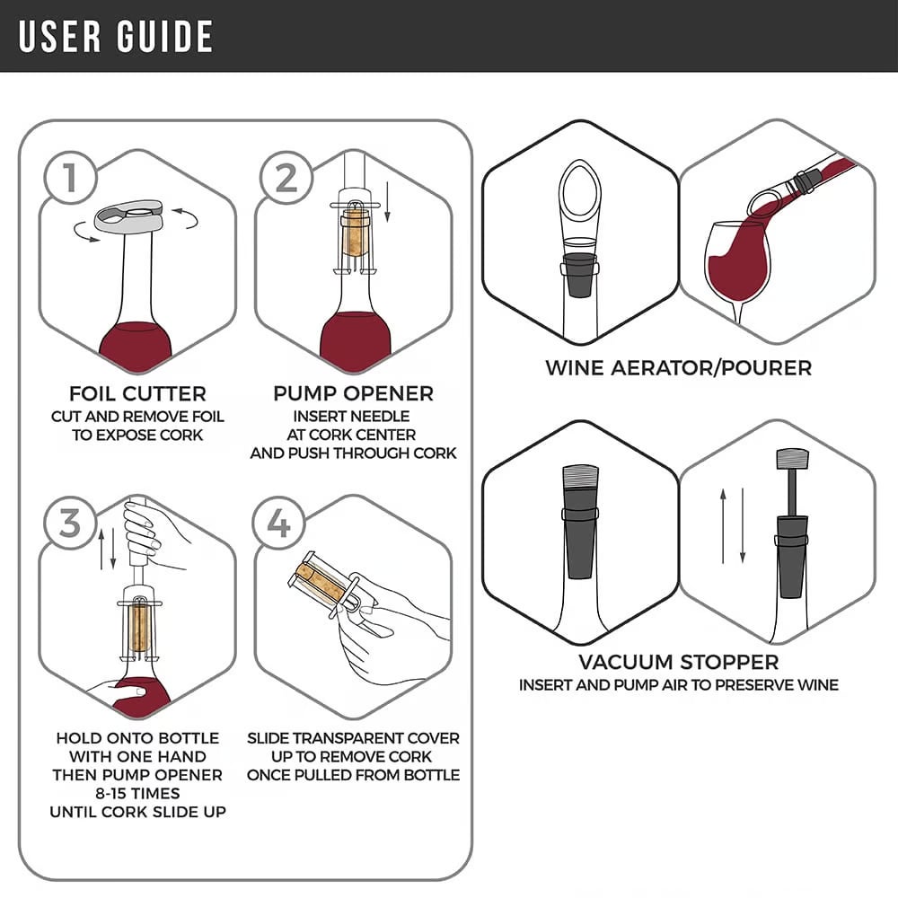 Air Pump Cork Remover Vinflasköppnare Set